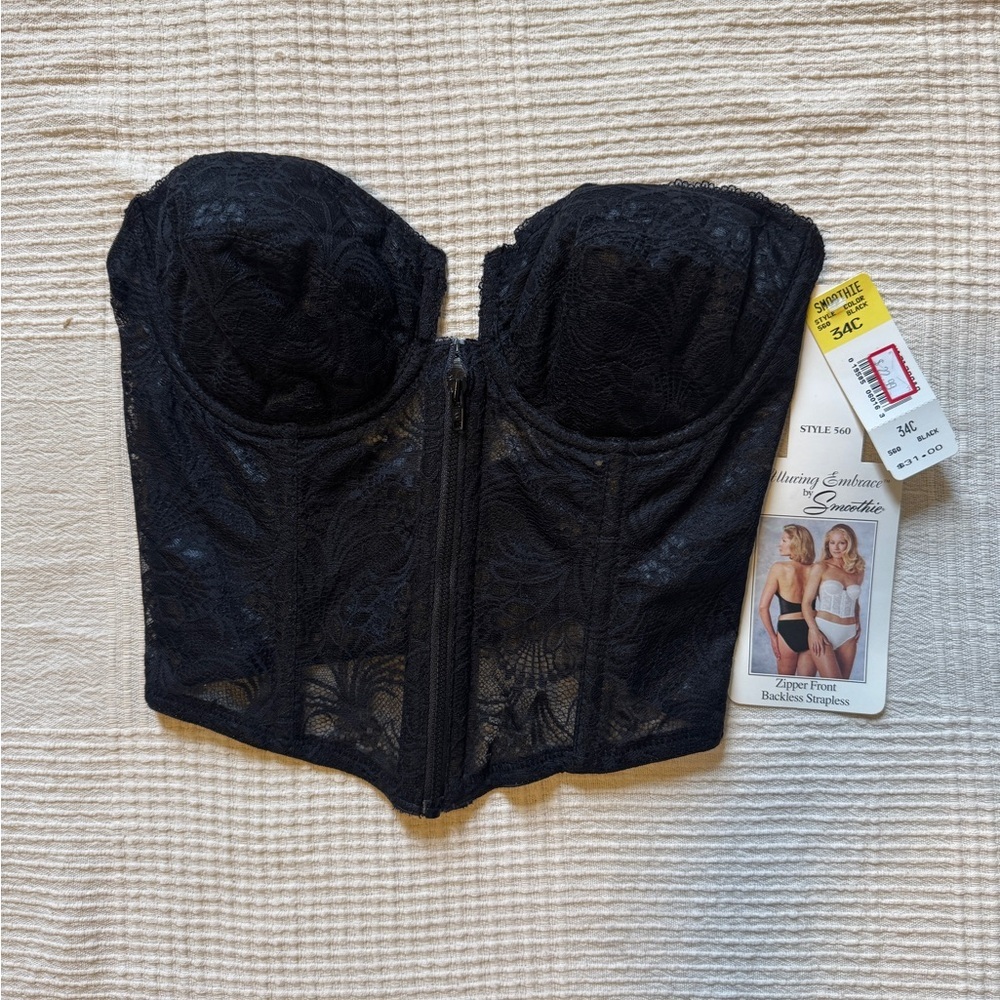 Strapless Bustier Corset Bra - Black - Vintage NWT